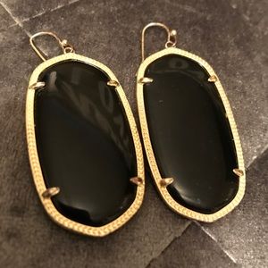 Kendra Scott Gold Drop Earrings in Black Opaque
